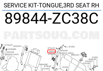Nissan 89844ZC38C SERVICE KIT-TONGUE,3RD SEAT RH