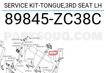 Nissan 89845ZC38C SERVICE KIT-TONGUE,3RD SEAT LH