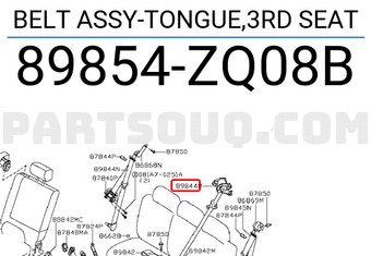 Nissan 89854ZQ08B BELT ASSY-TONGUE,3RD SEAT