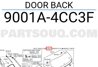 Nissan 9001A4CC3F DOOR BACK