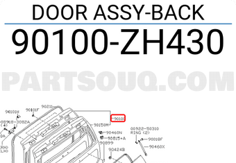 Nissan 90100ZH430 DOOR ASSY-BACK