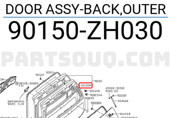 Nissan 90150ZH030 DOOR ASSY-BACK,OUTER