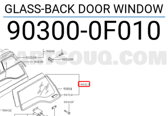 Nissan 903000F010 GLASS-BACK DOOR WINDOW