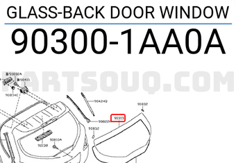 Nissan 903001AA0A GLASS-BACK DOOR WINDOW