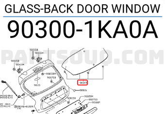 Nissan 903001KA0A GLASS-BACK DOOR WINDOW