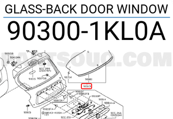Nissan 903001KL0A GLASS-BACK DOOR WINDOW