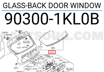 Nissan 903001KL0B GLASS-BACK DOOR WINDOW