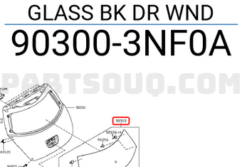 Nissan 903003NF0A GLASS BK DR WND
