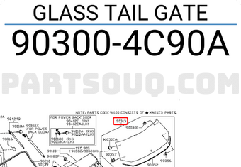 Nissan 903004C90A GLASS TAIL GATE