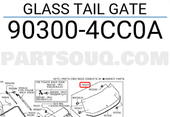 Nissan 903004CC0A GLASS TAIL GATE