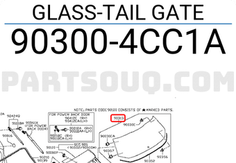 Nissan 903004CC1A GLASS-TAIL GATE