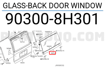 Nissan 903008H301 GLASS-BACK DOOR WINDOW