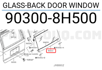Nissan 903008H500 GLASS-BACK DOOR WINDOW