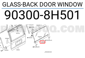 Nissan 903008H501 GLASS-BACK DOOR WINDOW