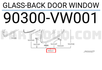 Nissan 90300VW001 GLASS-BACK DOOR WINDOW