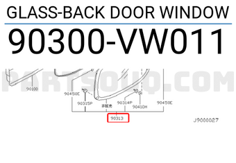Nissan 90300VW011 GLASS-BACK DOOR WINDOW