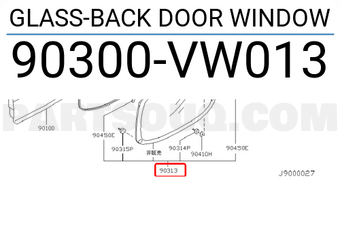 Nissan 90300VW013 GLASS-BACK DOOR WINDOW