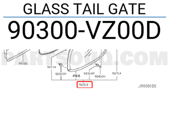 Nissan 90300VZ00D GLASS TAIL GATE