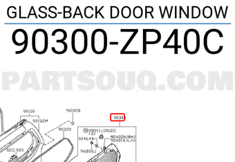 Nissan 90300ZP40C GLASS-BACK DOOR WINDOW