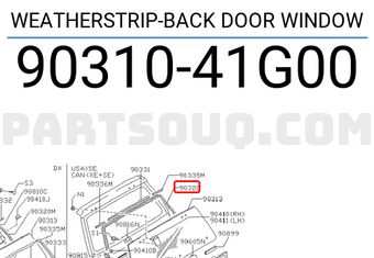 Nissan 9031041G00 WEATHERSTRIP-BACK DOOR WINDOW