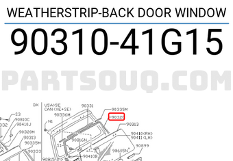 Nissan 9031041G15 WEATHERSTRIP-BACK DOOR WINDOW