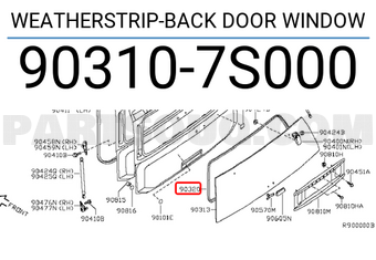 Nissan 903107S000 WEATHERSTRIP-BACK DOOR WINDOW
