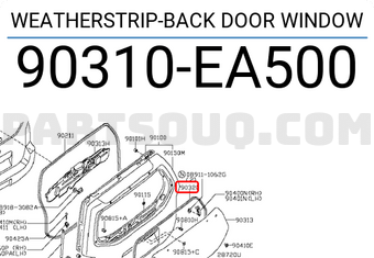 Nissan 90310EA500 WEATHERSTRIP-BACK DOOR WINDOW