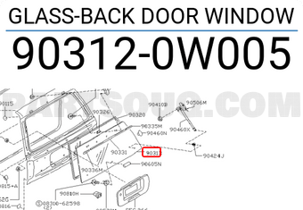 Nissan 903120W005 GLASS-BACK DOOR WINDOW