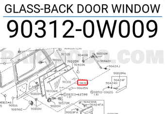 Nissan 903120W009 GLASS-BACK DOOR WINDOW