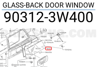 Nissan 903123W400 GLASS-BACK DOOR WINDOW