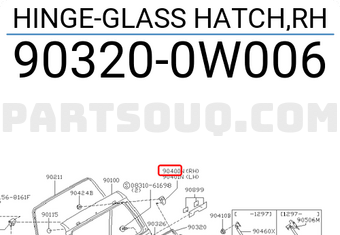 Nissan 903200W006 HINGE-GLASS HATCH,RH