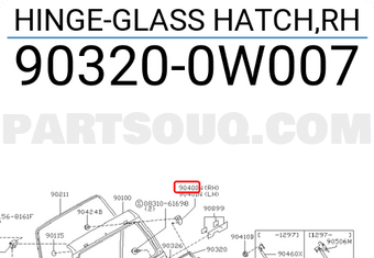 Nissan 903200W007 HINGE-GLASS HATCH,RH