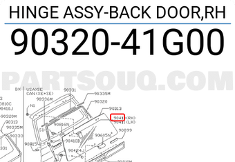 Nissan 9032041G00 HINGE ASSY-BACK DOOR,RH