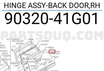 Nissan 9032041G01 HINGE ASSY-BACK DOOR,RH