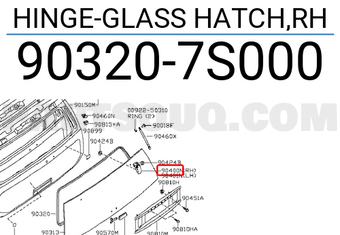 Nissan 903207S000 HINGE-GLASS HATCH,RH