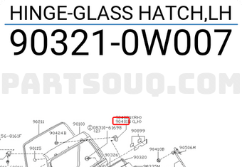 Nissan 903210W007 HINGE-GLASS HATCH,LH