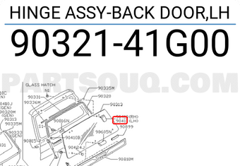 Nissan 9032141G00 HINGE ASSY-BACK DOOR,LH