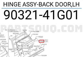 Nissan 9032141G01 HINGE ASSY-BACK DOOR,LH