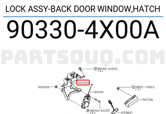 Nissan 903304X00A LOCK ASSY-BACK DOOR WINDOW,HATCH