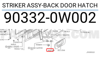 Nissan 903320W002 STRIKER ASSY-BACK DOOR HATCH