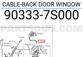 Nissan 903337S000 CABLE-BACK DOOR WINDOW