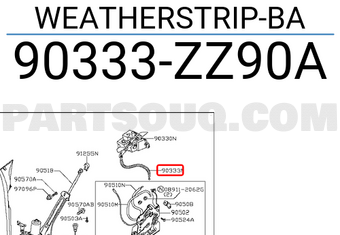 Nissan 90333ZZ90A WEATHERSTRIP-BA