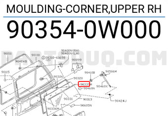 Nissan 903540W000 MOULDING-CORNER,UPPER RH