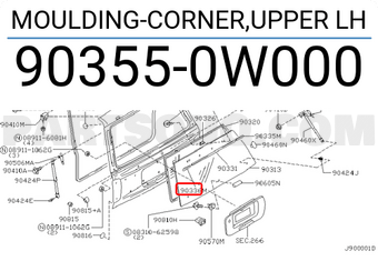 Nissan 903550W000 MOULDING-CORNER,UPPER LH