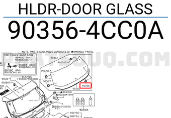 Nissan 903564CC0A HLDR-DOOR GLASS