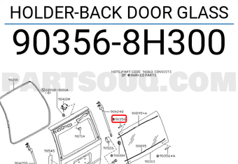 Nissan 903568H300 HOLDER-BACK DOOR GLASS