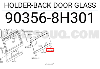 Nissan 903568H301 HOLDER-BACK DOOR GLASS