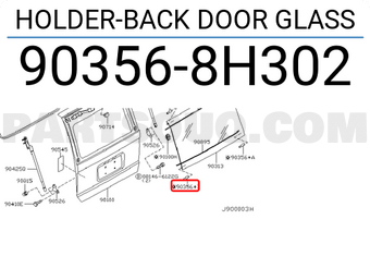 Nissan 903568H302 HOLDER-BACK DOOR GLASS