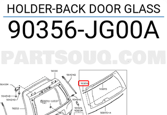 Nissan 90356JG00A HOLDER-BACK DOOR GLASS