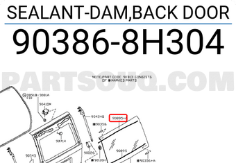 Nissan 903868H304 SEALANT-DAM,BACK DOOR